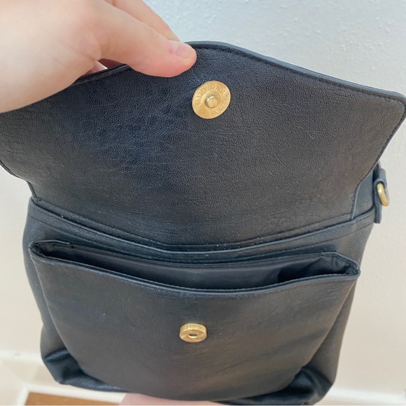 Anthropologie Antik Kraft Black Vegan Leather Convertible Backpack Diaper Bag - Picture 8 of 8